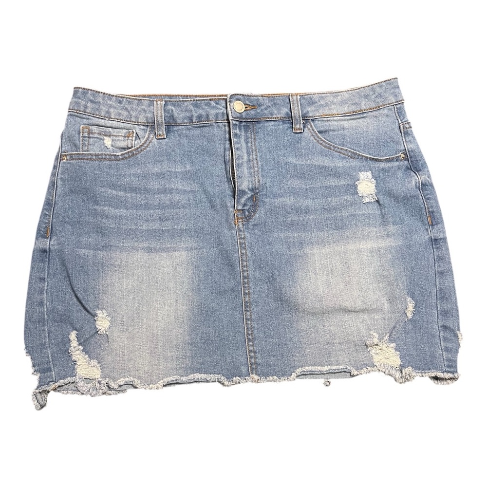 Angel Kiss Blue Distressed Pencil Skirt